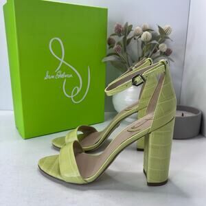 Sam Edelman Yaro Ankle Strap Block Heel Sandal Kiwi Croc Women 9M Tried On